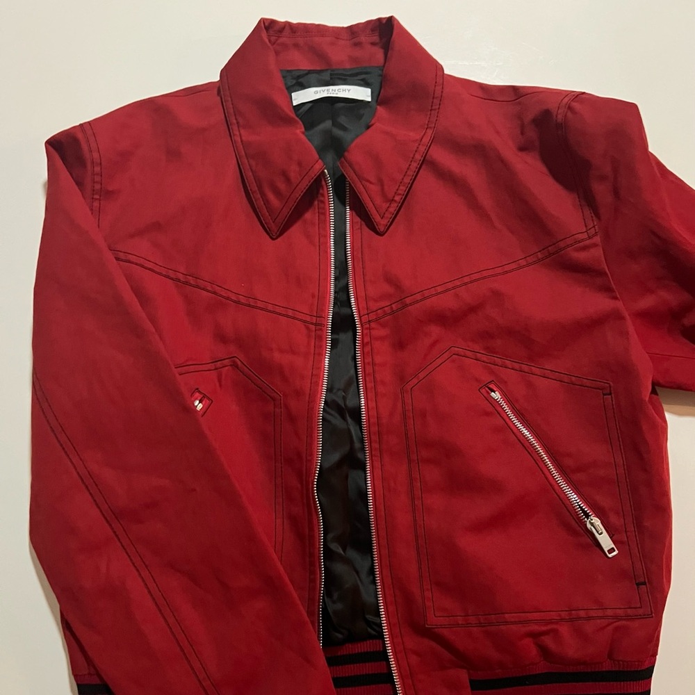 Givenchy Red Bomber Jacket Varsity Style